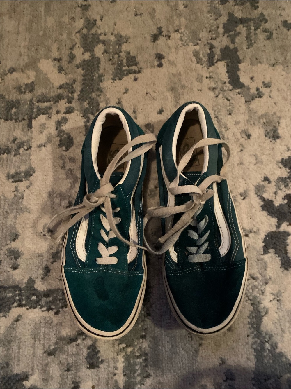 Vans Teal Green and White Old Skool Sneakers
